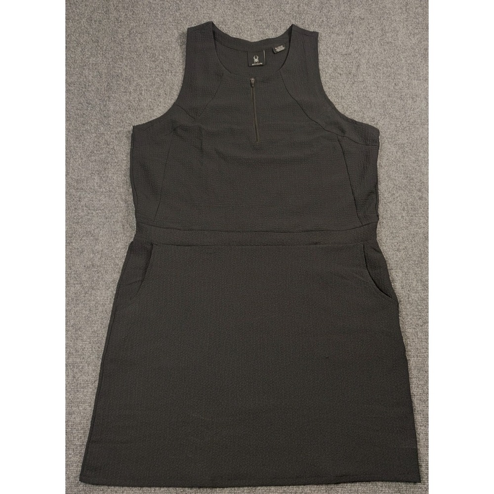 Spyder Women's XL Black Sleeveless 1/4 Zip Activewear Tunic Tank Top Pocket